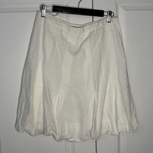 RW & Co Linen Mini Skirt Womens 8 White Bubble A-line Neutral Minimalist Resort